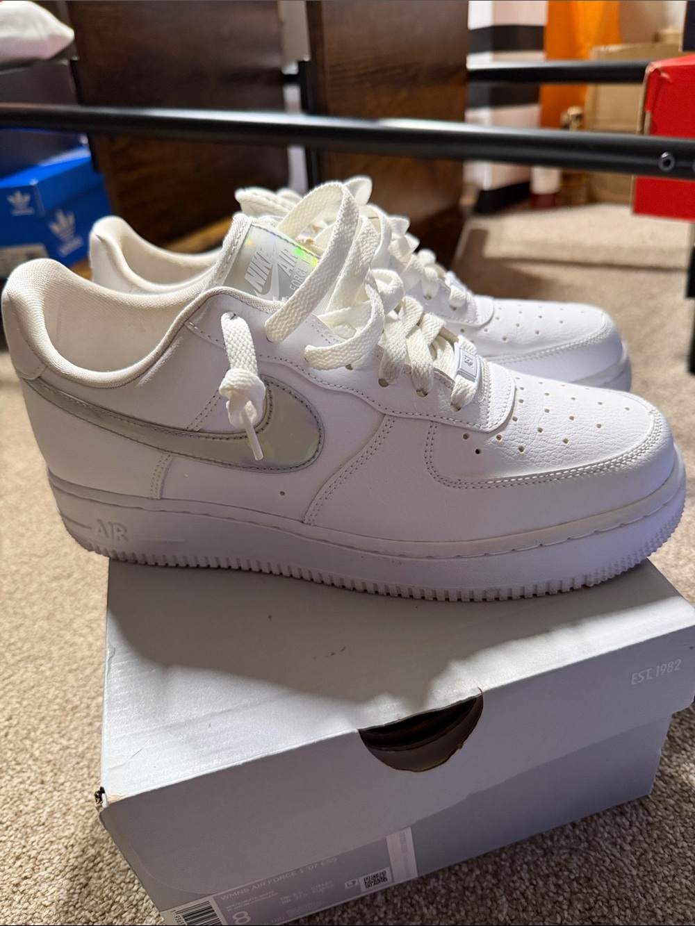 Nike Women’s White Sneakers with Silver Swoosh